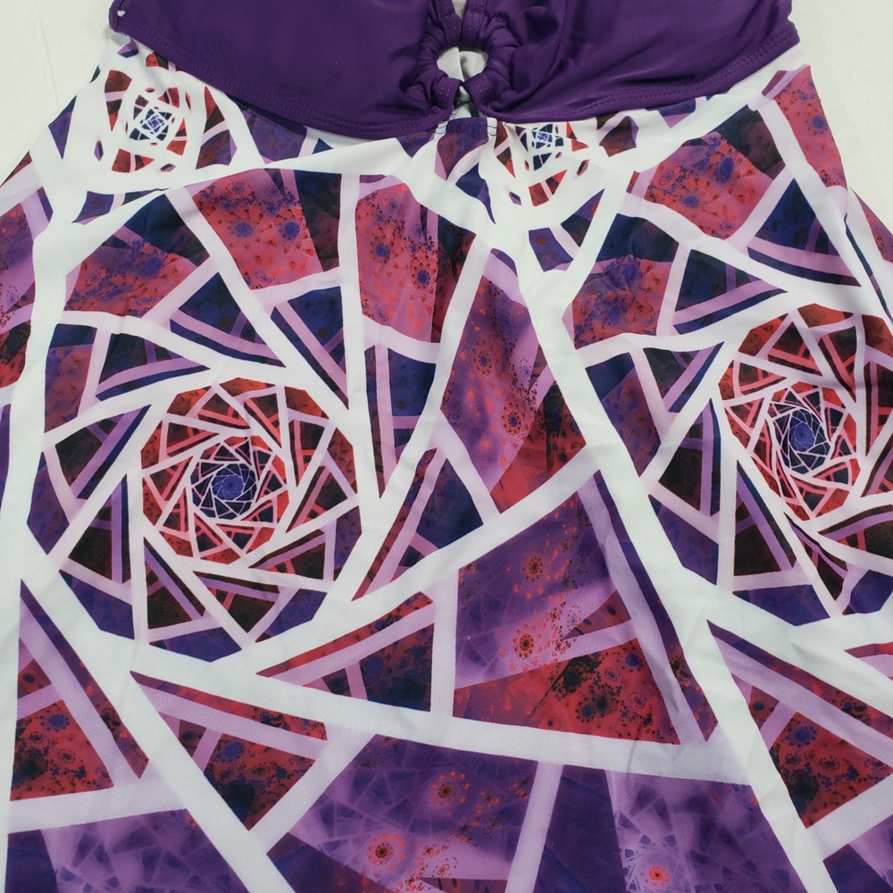 Unbranded Women Geometric Fractal Print Swim Dress Large Purple - Picture 3 of 5